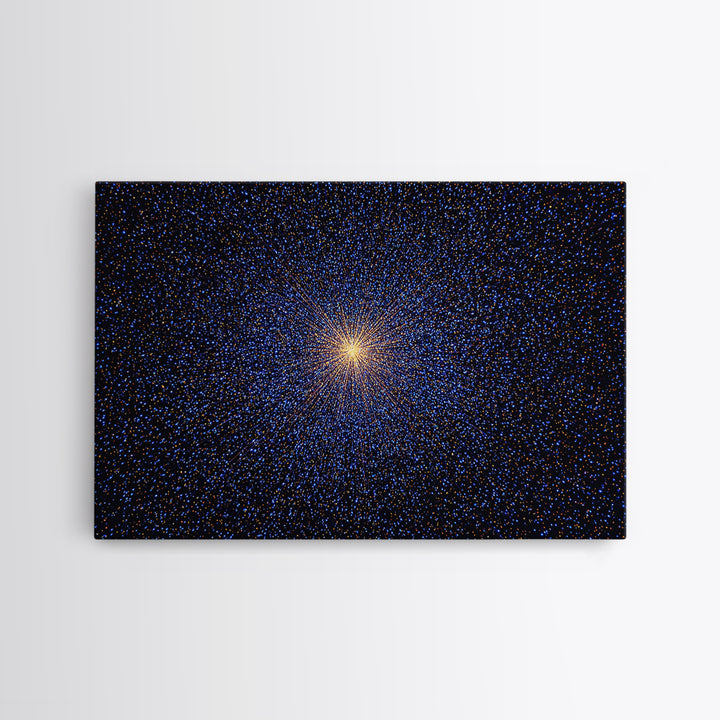 Radiant Blue Orange Starburst Wall Art, Midcentury Modern Abstract Art Print, Cosmic Retro Decor, Modern Home Decor, Bedroom Decor