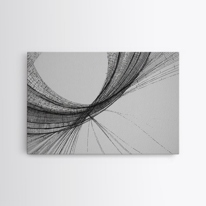 Black Fine Line Curve Wall Art, Minimalist Abstract Art Print, Monochrome Modern Wall Decor, Office Decor, Large Prints, Home Decor