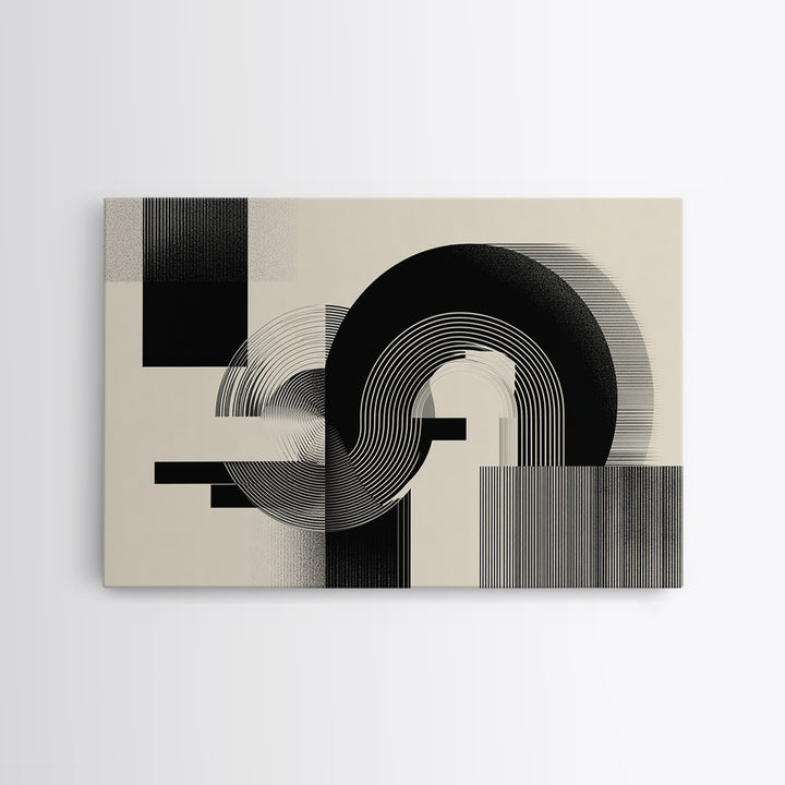 Black Cream Optical Arch Wall Art, Midcentury Modern Abstract Art Print, Bauhaus Geometric Wall Decor, Office Decor, Modern Home Decor