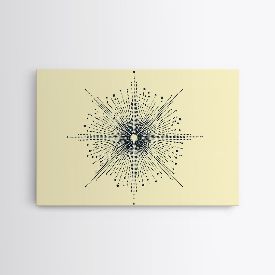 Navy Cream Dotted Starburst Wall Art, Midcentury Modern Art Print, Atomic Geometric Abstract Decor, Retro MCM Poster, Home Decor