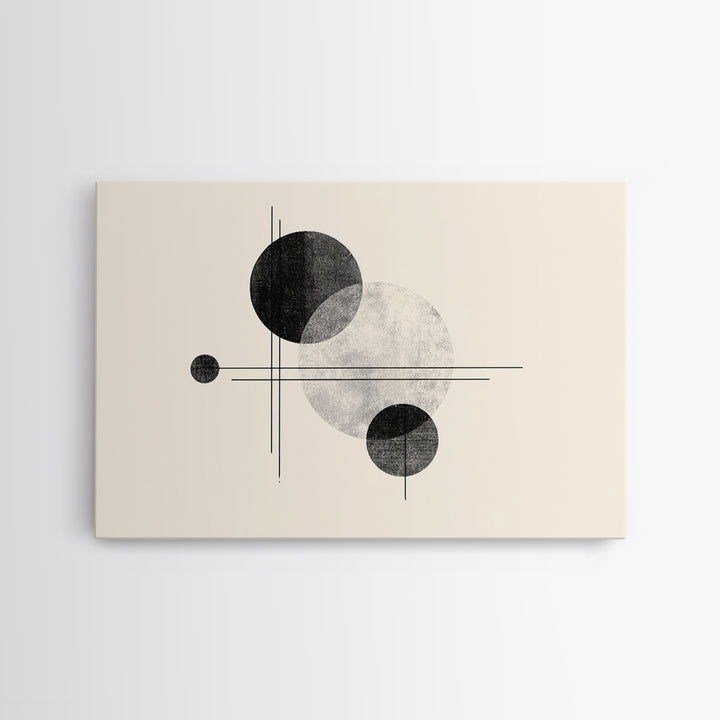 Black White Textured Circle Lines Wall Art, Midcentury Modern Art Print, Minimalist Geometric Abstract Decor, Neutral Poster