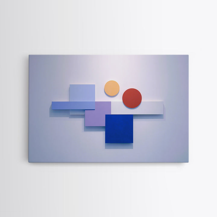 Pastel Blue Red Yellow Blocks Wall Art, Midcentury Modern Art Print, Bauhaus Geometric Abstract Decor, Colorful MCM Poster