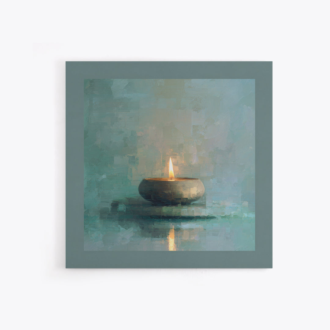 Minimal Candle Flame on Dark Background Canvas Print, Meditation Art, Modern Home Decor, Living Room Decor, Fine Art, Stillness, MED-1x1-14