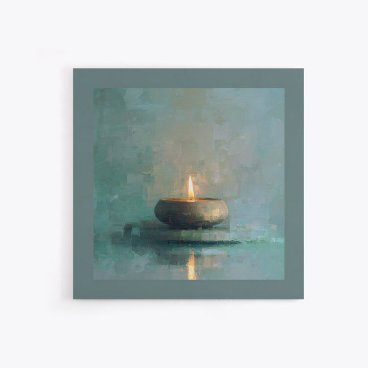 Minimal Candle Flame on Dark Background Canvas Print, Meditation Art, Modern Home Decor, Living Room Decor, Fine Art, Stillness, MED-1x1-14