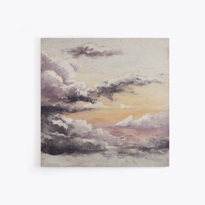 Gentle Cloudscape in Lavender and Cream Canvas Print, Meditation Art, Gallery Wall Art, Living Room Decor, Watercolor Art, MED-1x1-19