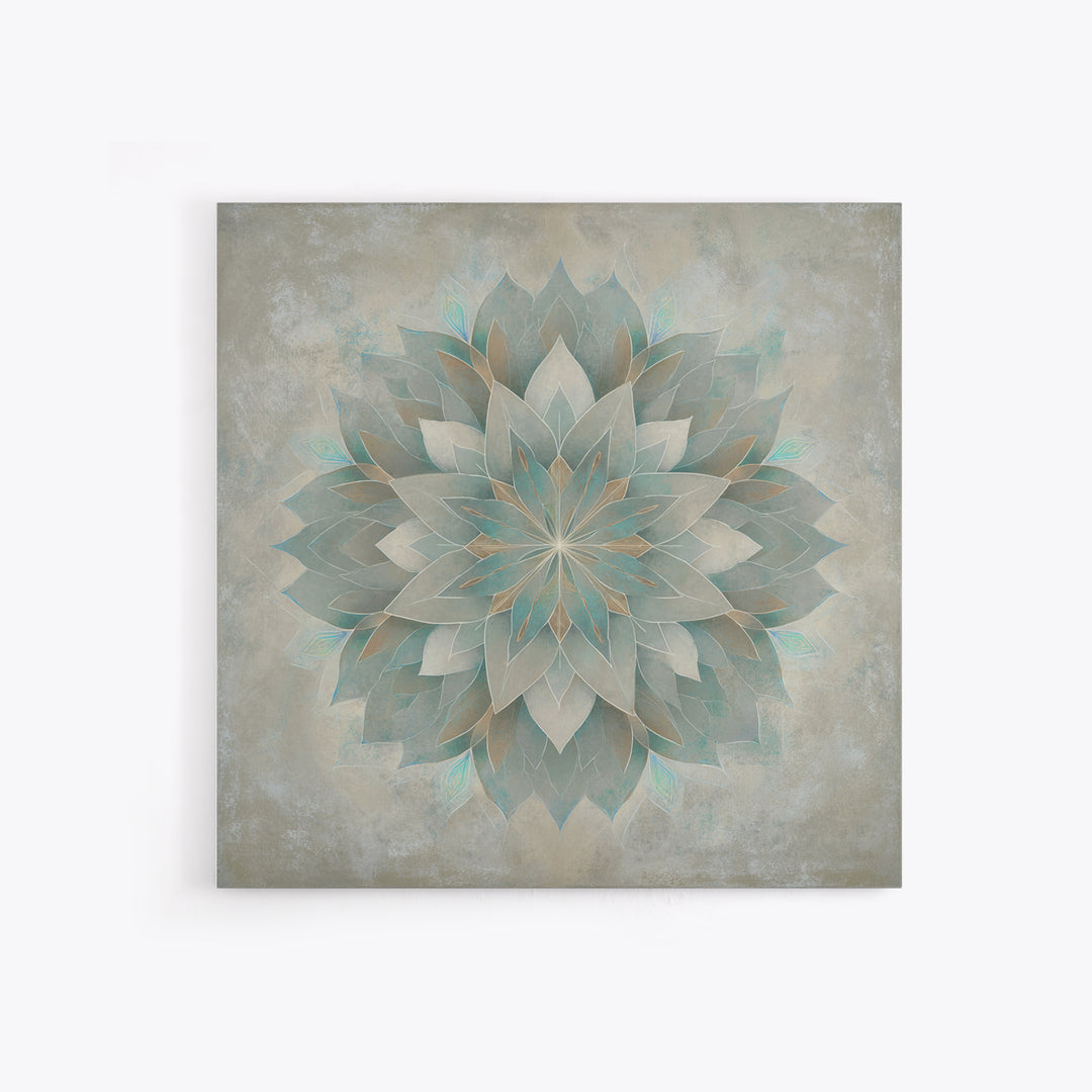 Sacred Geometry Lotus Framed Canvas Print, Meditation Art, Contemporary Art, Living Room Decor, Stillness, Modern Decor, MED-1x1-39