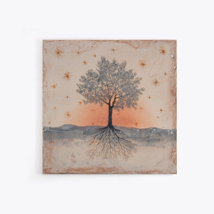 Tree of Life Framed Canvas Print, Meditation Art, Boho Wall Art, Living Room Decor, Fine Art, Stillness, Spiritual Wall Art, MED-1x1-44