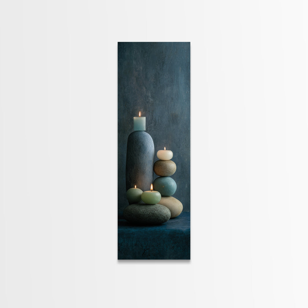 Minimal Candle Flame on Dark Background Canvas Print, Meditation Art, Printable Artwork, Living Room Decor, Fine Art, Stillness, MED-1x3-2
