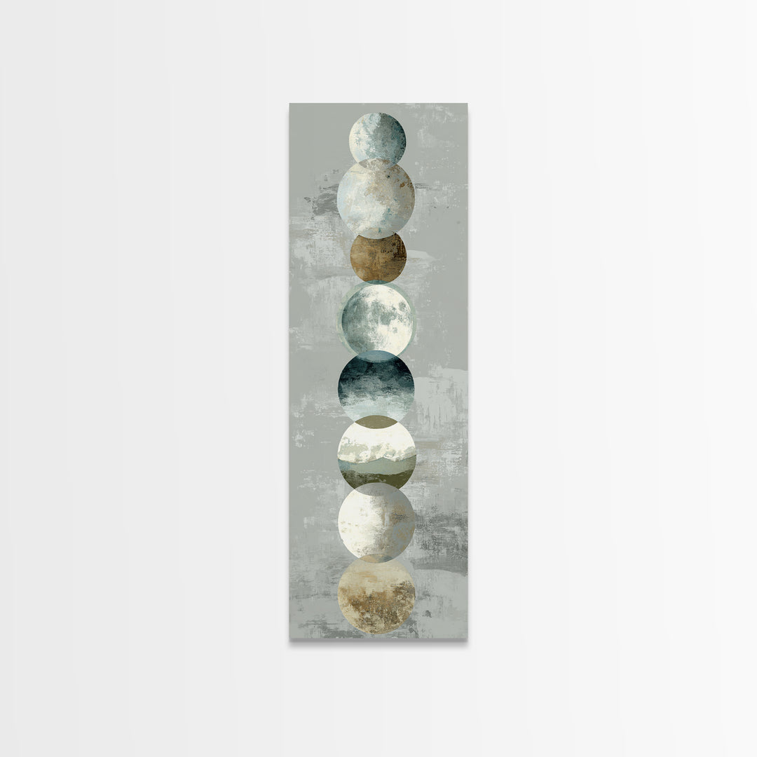 Moon Phases over a Quiet Desert Canvas Print, Meditation Art, Luxury Decor, Living Room Decor, Fine Art, Stillness, Canvas Art, MED-1x3-21
