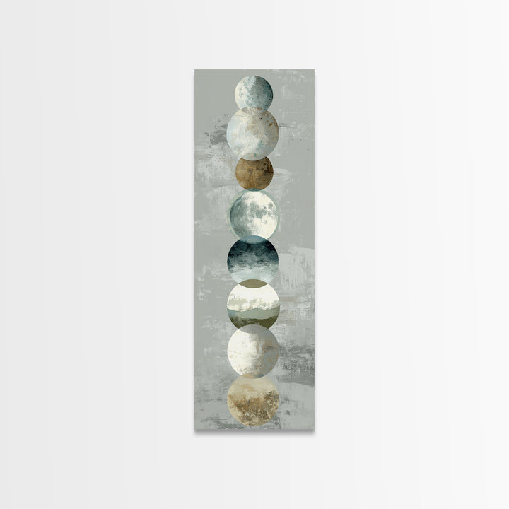 Moon Phases over a Quiet Desert Canvas Print, Meditation Art, Luxury Decor, Living Room Decor, Fine Art, Stillness, Canvas Art, MED-1x3-21