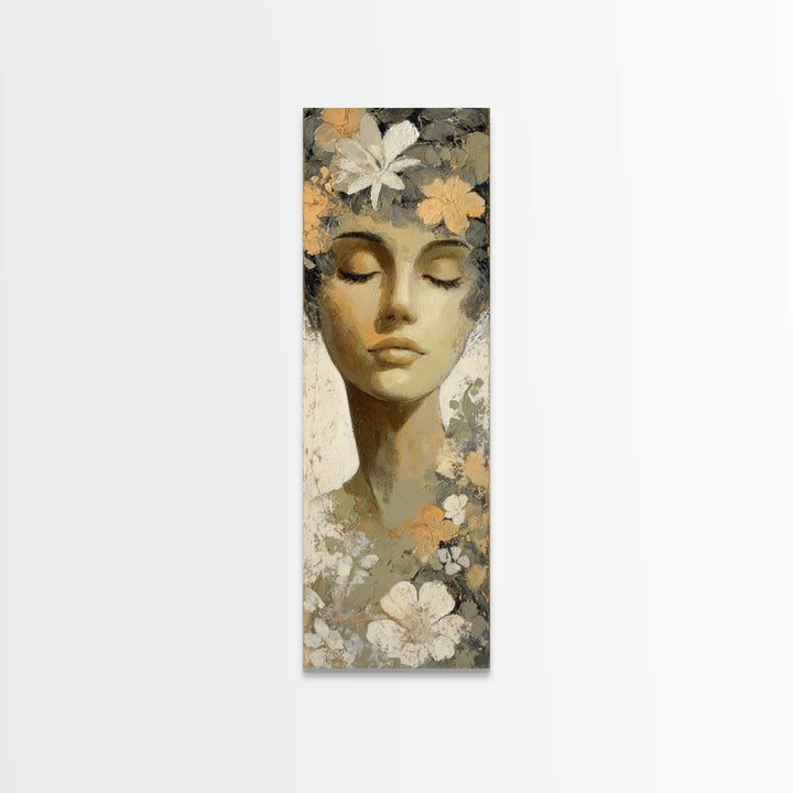 Calm Face Portrait Canvas Print, Meditation Art, Modern Wall Art, Living Room Decor, Fine Art, Stillness, Buddha Wall Art, MED-1x3-60