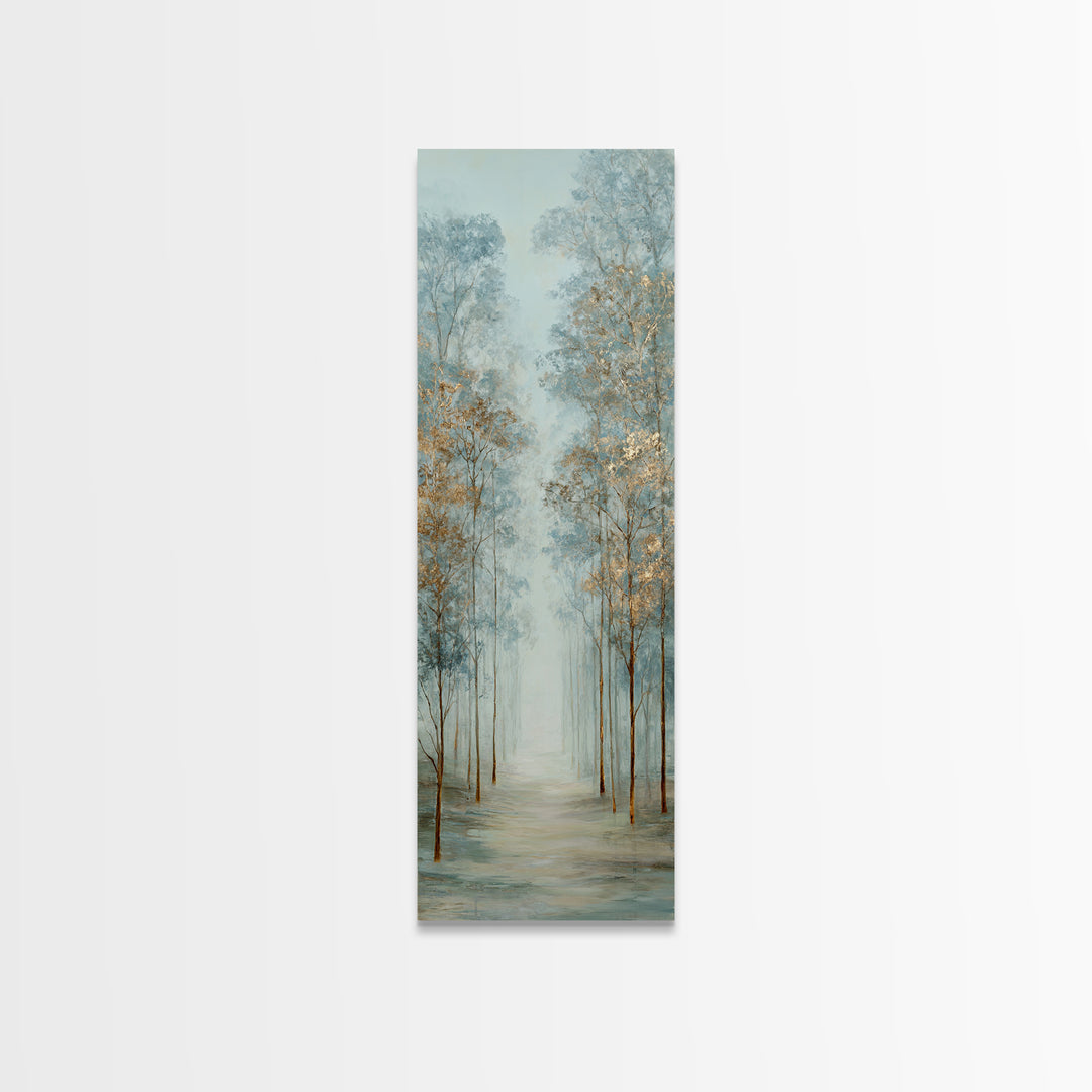 Misty Forest Path Canvas Print, Meditation Art, Boho Decor, Living Room Decor, Fine Art, Stillness, Original Art, Abstract Art, MED-1x3-97