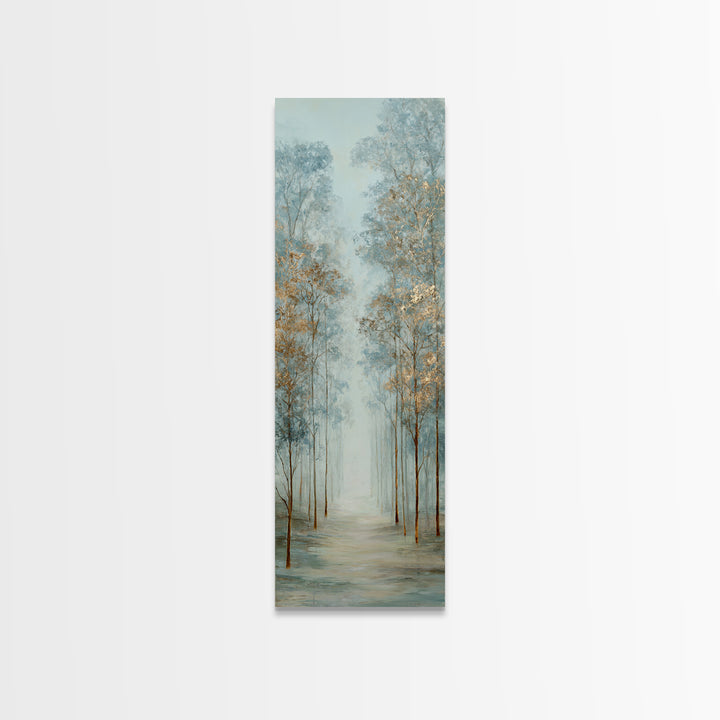 Misty Forest Path Canvas Print, Meditation Art, Boho Decor, Living Room Decor, Fine Art, Stillness, Original Art, Abstract Art, MED-1x3-97