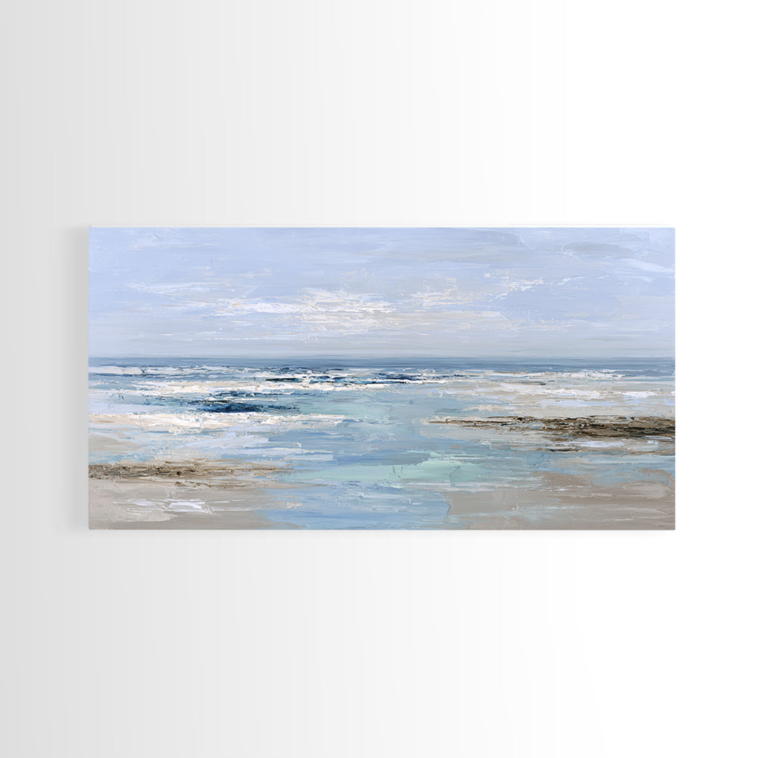 Ocean Horizon with Meditative Stillness Framed Canvas Print, Meditation Art, Luxury Decor, Living Room Decor, Stillness, MED-2x1-14