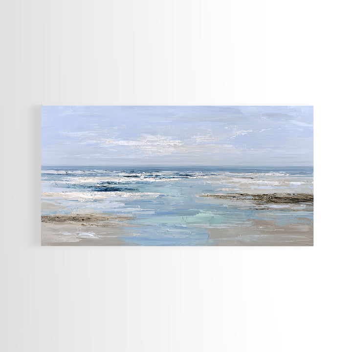 Ocean Horizon with Meditative Stillness Framed Canvas Print, Meditation Art, Luxury Decor, Living Room Decor, Stillness, MED-2x1-14