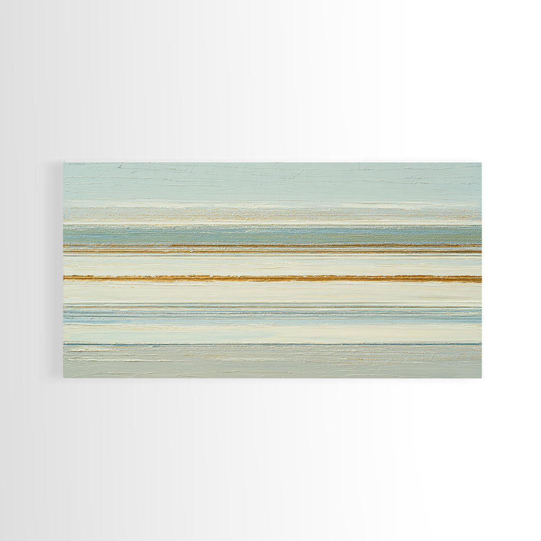 Sand Garden Lines as Minimalist Pattern Framed Canvas Print, Meditation Art, Living Room Decor, Oil Painting, Stillness, MED-2x1-43