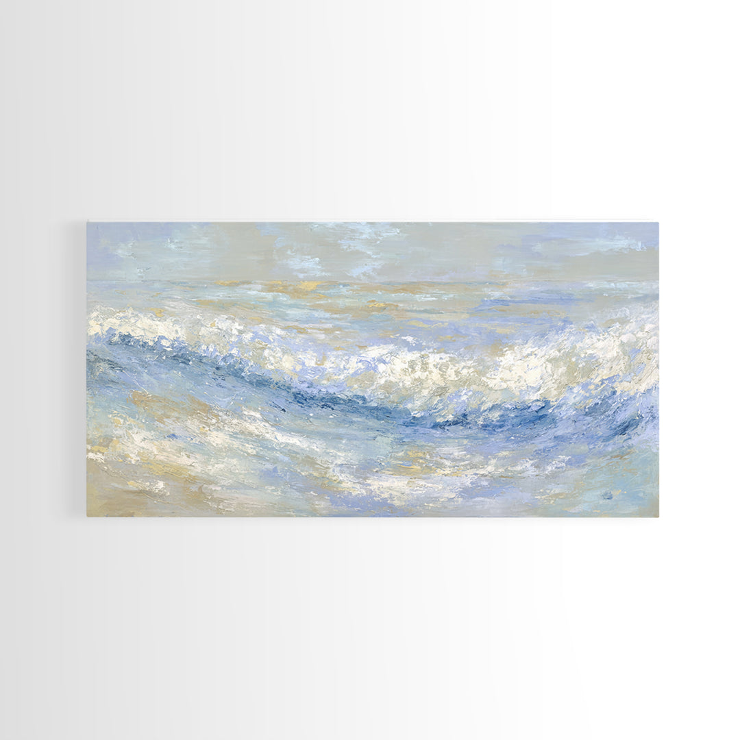 Abstract Breath Waves Framed Canvas Print, Meditation Art, Digital Wall Art, Living Room Decor, Stillness, Gallery Wall Art, MED-2x1-50