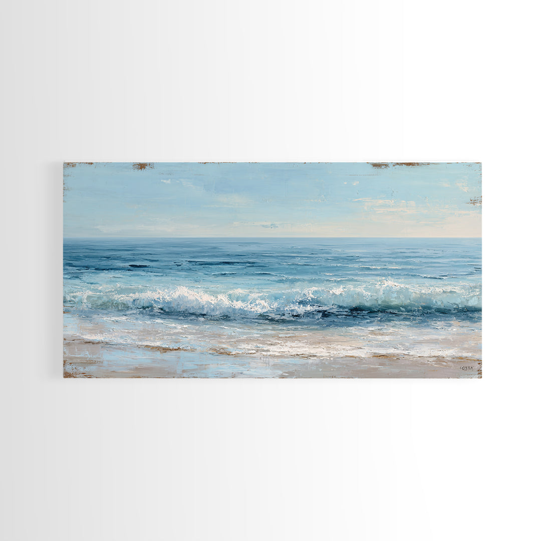 Ocean Horizon with Meditative Stillness Canvas Print, Meditation Art, Wall Art, Living Room Decor, Fine Art, Stillness, MED-2x1-62