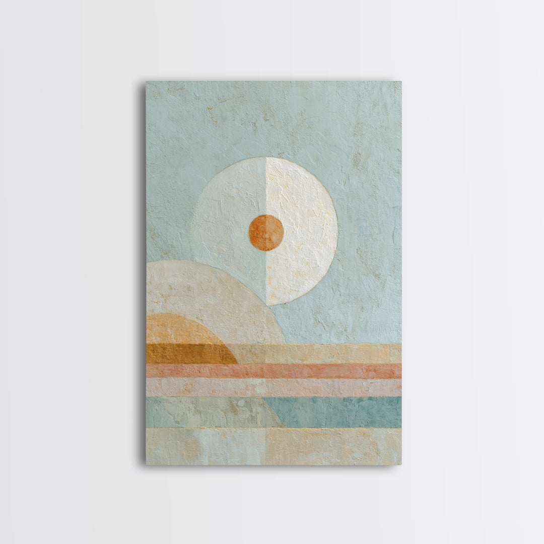 Moon Phases over a Quiet Desert Framed Canvas Print, Meditation Art, Modern Wall Art, Living Room Decor, Fine Art, Stillness, MED-2x3-41