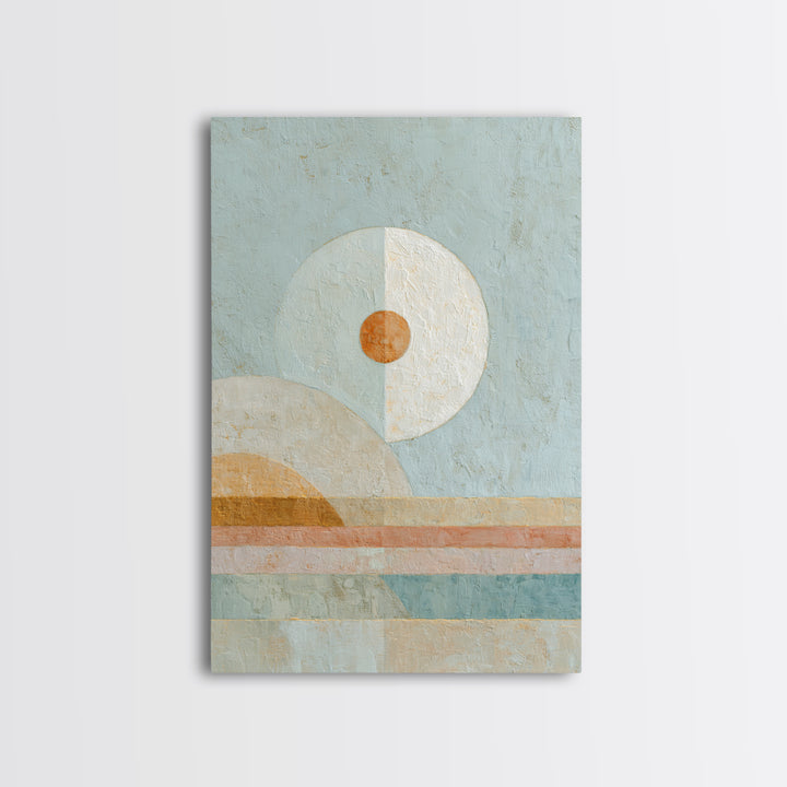Moon Phases over a Quiet Desert Framed Canvas Print, Meditation Art, Modern Wall Art, Living Room Decor, Fine Art, Stillness, MED-2x3-41