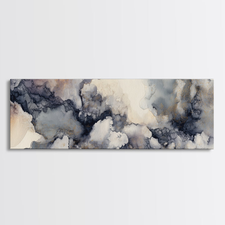 Angelic Light Rays Through Abstract Clouds Canvas Print, Meditation Art, Boho Wall Decor, Living Room Decor, Stillness, MED-3x1-38