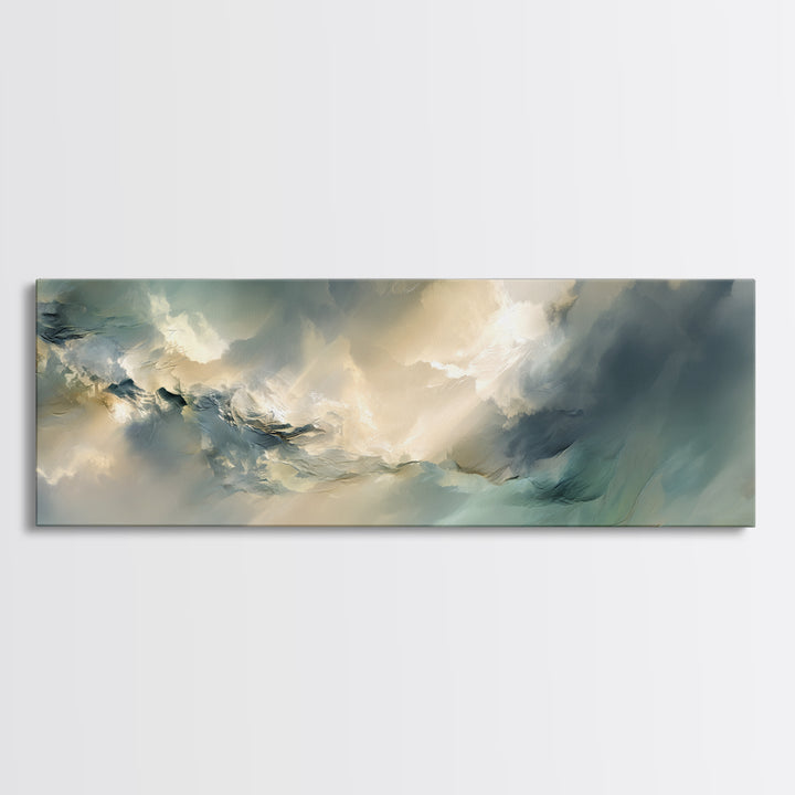 Angelic Light Rays Through Abstract Clouds Canvas Print, Meditation Art, Gallery Wall Art, Living Room Decor, Abstract Art, MED-3x1-86