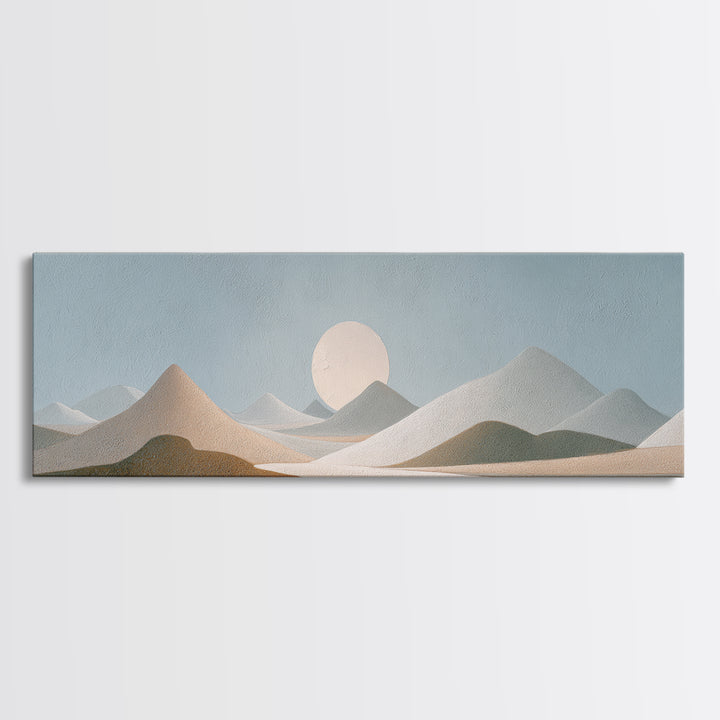 Moon Phases over a Quiet Desert Canvas Print, Meditation Art, Luxury Decor, Living Room Decor, Fine Art, Stillness, Canvas Art, MED-3x1-97