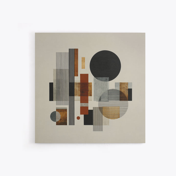 Single Black Circle on Warm Ivory Ground Framed Canvas Print, Minimalist Art, Modern Decor, Living Room Decor, Minimal, MIN-1x1-1