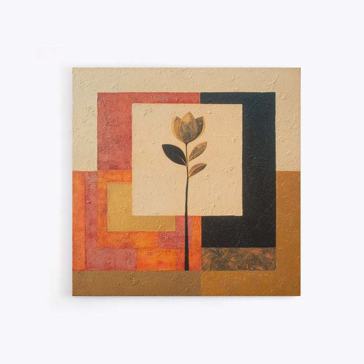 Single Flower Stem Framed Canvas Print, Minimalist Art, Art, Living Room Decor, Oil Painting, Minimal, Canvas Tote Bag, MIN-1x1-12