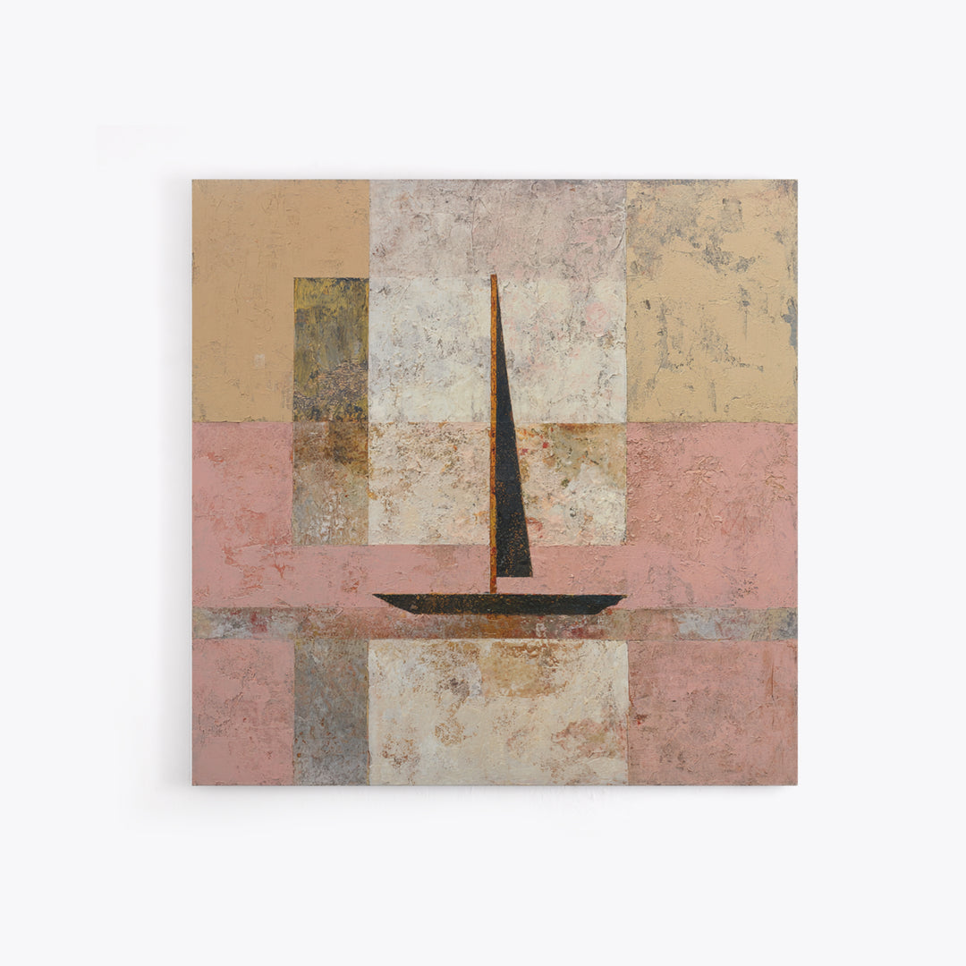 Tiny Sailboat under Open Sky Canvas Print, Minimalist Art, Japanese Wall Art, Living Room Decor, Minimal, Luxury Decor, MIN-1x1-14