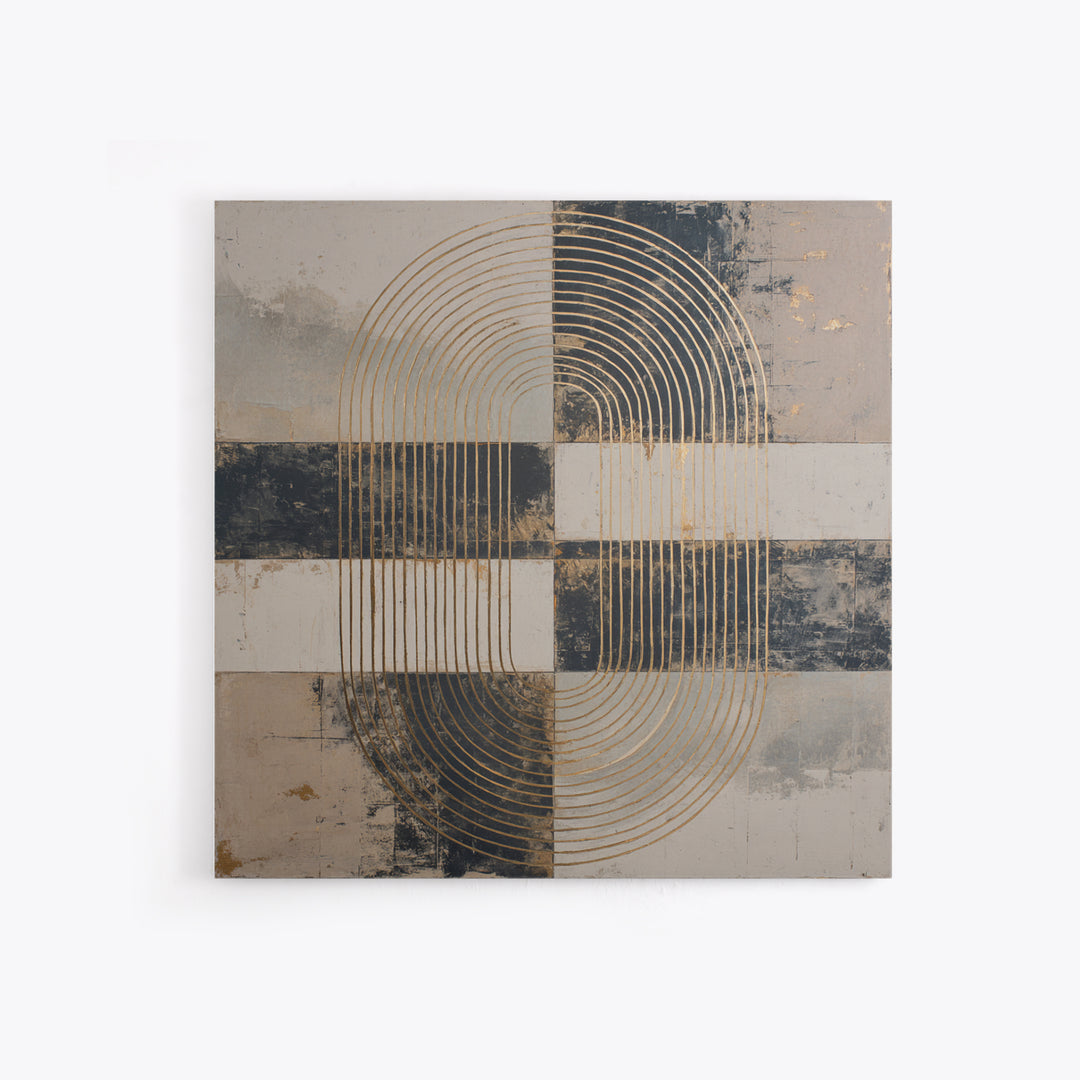 Single Gold Line Curve on Charcoal Canvas Print, Minimalist Art, Gallery Decor, Living Room Decor, Fine Art, Minimal, MIN-1x1-17