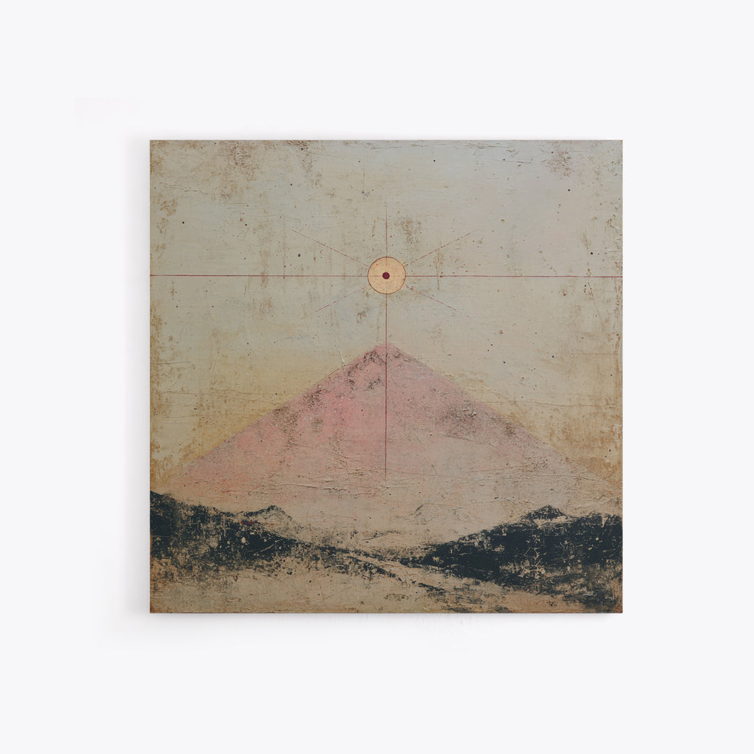Thin Line Mountain Framed Canvas Print, Minimalist Art, Boho Wall Art, Living Room Decor, Oil Painting, Minimal, MIN-1x1-2