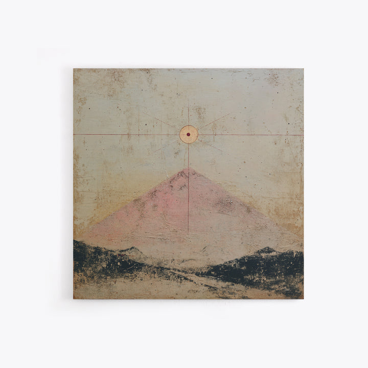 Thin Line Mountain Framed Canvas Print, Minimalist Art, Boho Wall Art, Living Room Decor, Oil Painting, Minimal, MIN-1x1-2