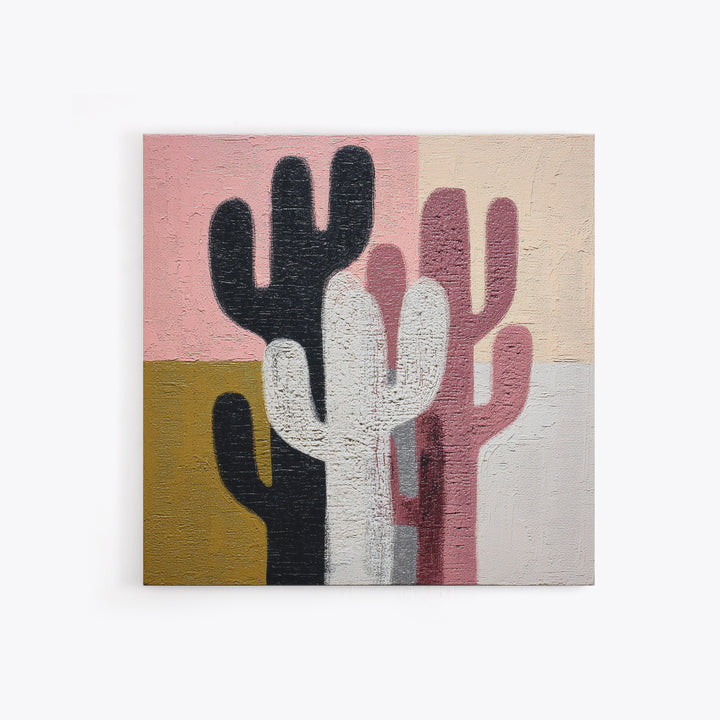 Black and White Cactus Silhouette Canvas Print, Minimalist Art, Minimalist, Living Room Decor, Fine Art, Minimal, Black Art, MIN-1x1-20