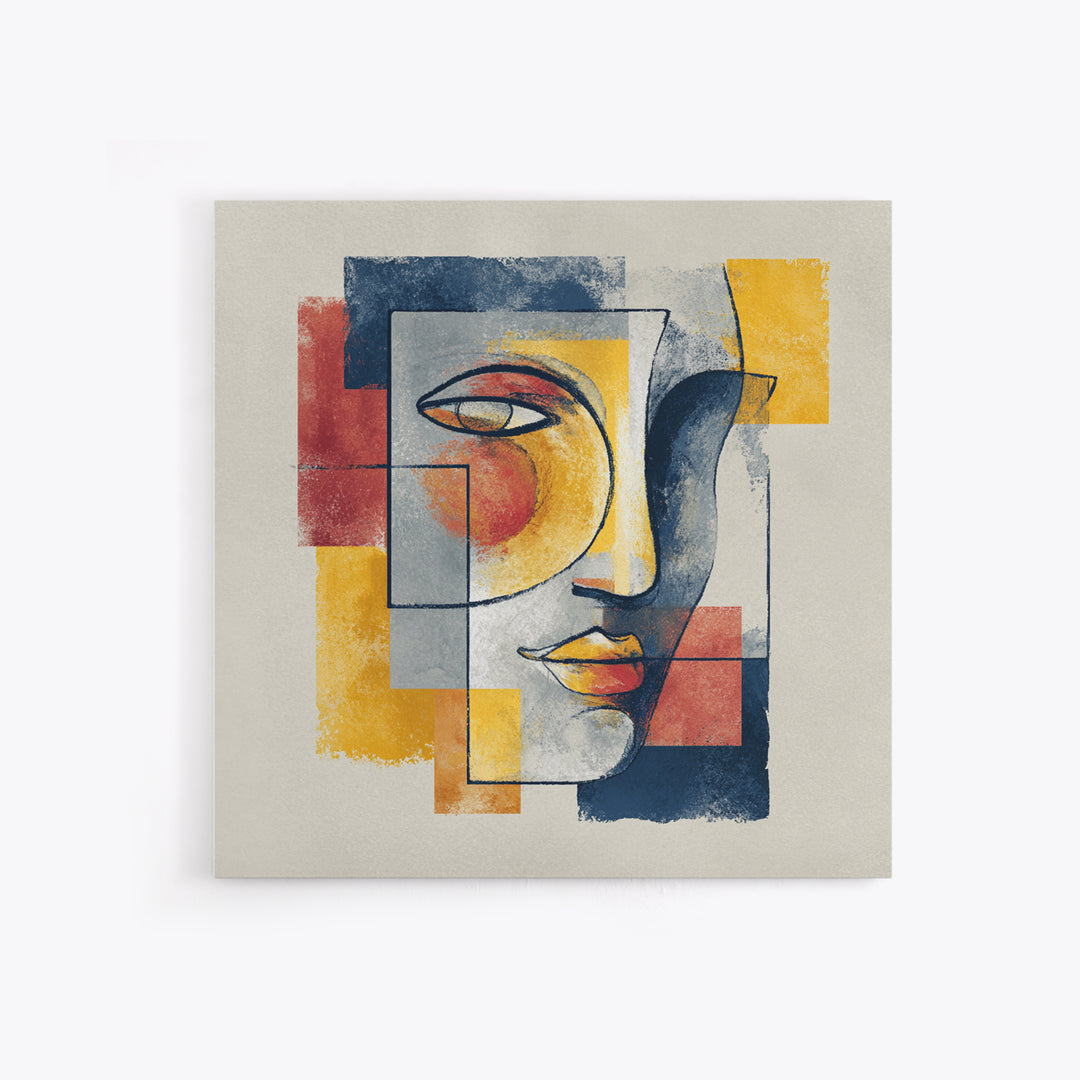 Single Continuous Line Female Face Framed Canvas Print, Minimalist Art, Textured Painting, Living Room Decor, Fine Art, Minimal, MIN-1x1-29