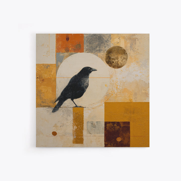 Small Black Bird Crossing White Space Canvas Print, Minimalist Art, Digital Print, Living Room Decor, Fine Art, Minimal, MIN-1x1-31