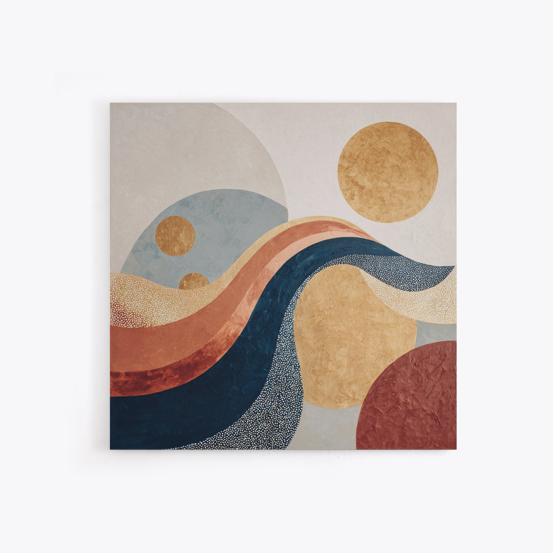 Minimal Abstract Wave Line Framed Canvas Print, Minimalist Art, Boho Decor, Living Room Decor, Minimal, Digital Prints, MIN-1x1-37
