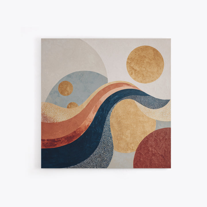 Minimal Abstract Wave Line Framed Canvas Print, Minimalist Art, Boho Decor, Living Room Decor, Minimal, Digital Prints, MIN-1x1-37
