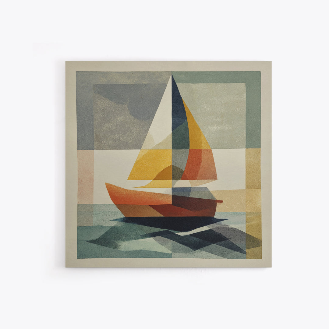 Tiny Sailboat under Open Sky Framed Canvas Print, Minimalist Art, Gallery Decor, Living Room Decor, Fine Art, Minimal, MIN-1x1-38