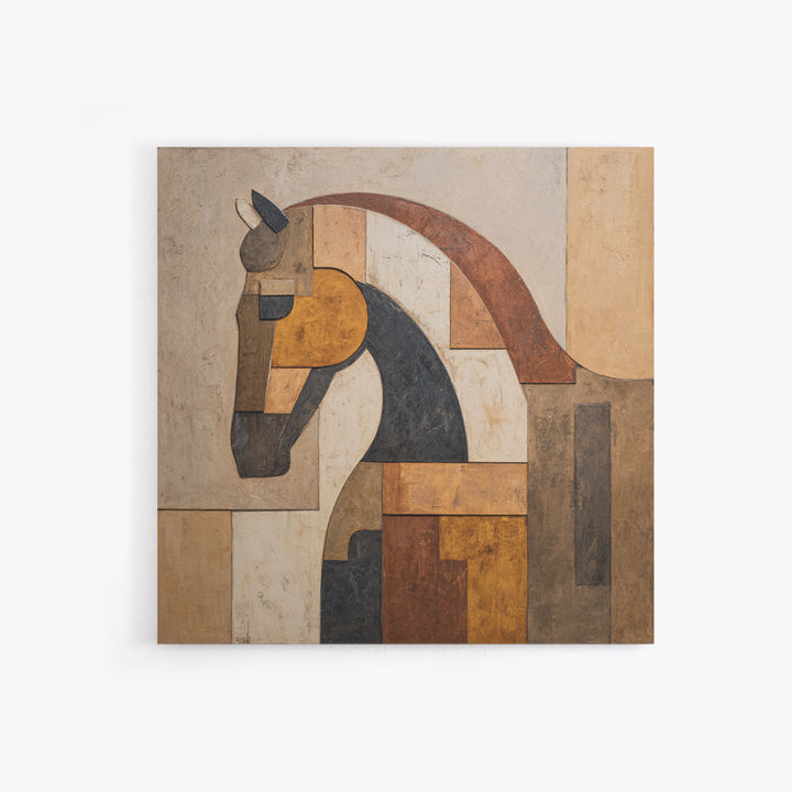 Minimal Horse Contour Framed Canvas Print, Minimalist Art, Modern Wall Art, Living Room Decor, Abstract Art, Minimal, MIN-1x1-42