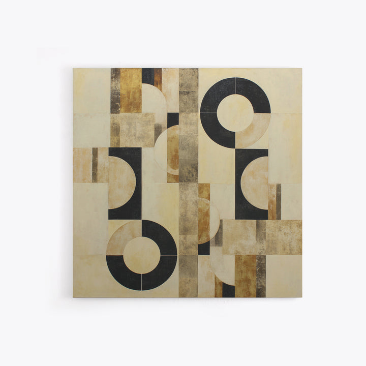 Single Black Circle on Warm Ivory Ground Canvas Print, Minimalist Art, Room Decor, Living Room Decor, Fine Art, Minimal, MIN-1x1-49