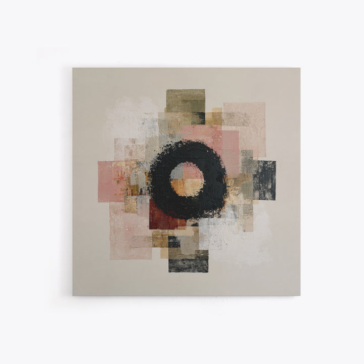 Single Brushstroke Circle Framed Canvas Print, Minimalist Art, Abstract Painting, Living Room Decor, Fine Art, Minimal, MIN-1x1-70