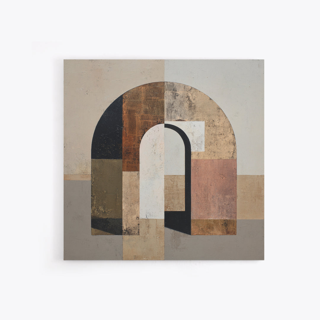 Monochrome Arch and Shadow Composition Framed Canvas Print, Minimalist Art, Fine Art Print, Living Room Decor, Minimal, MIN-1x1-80