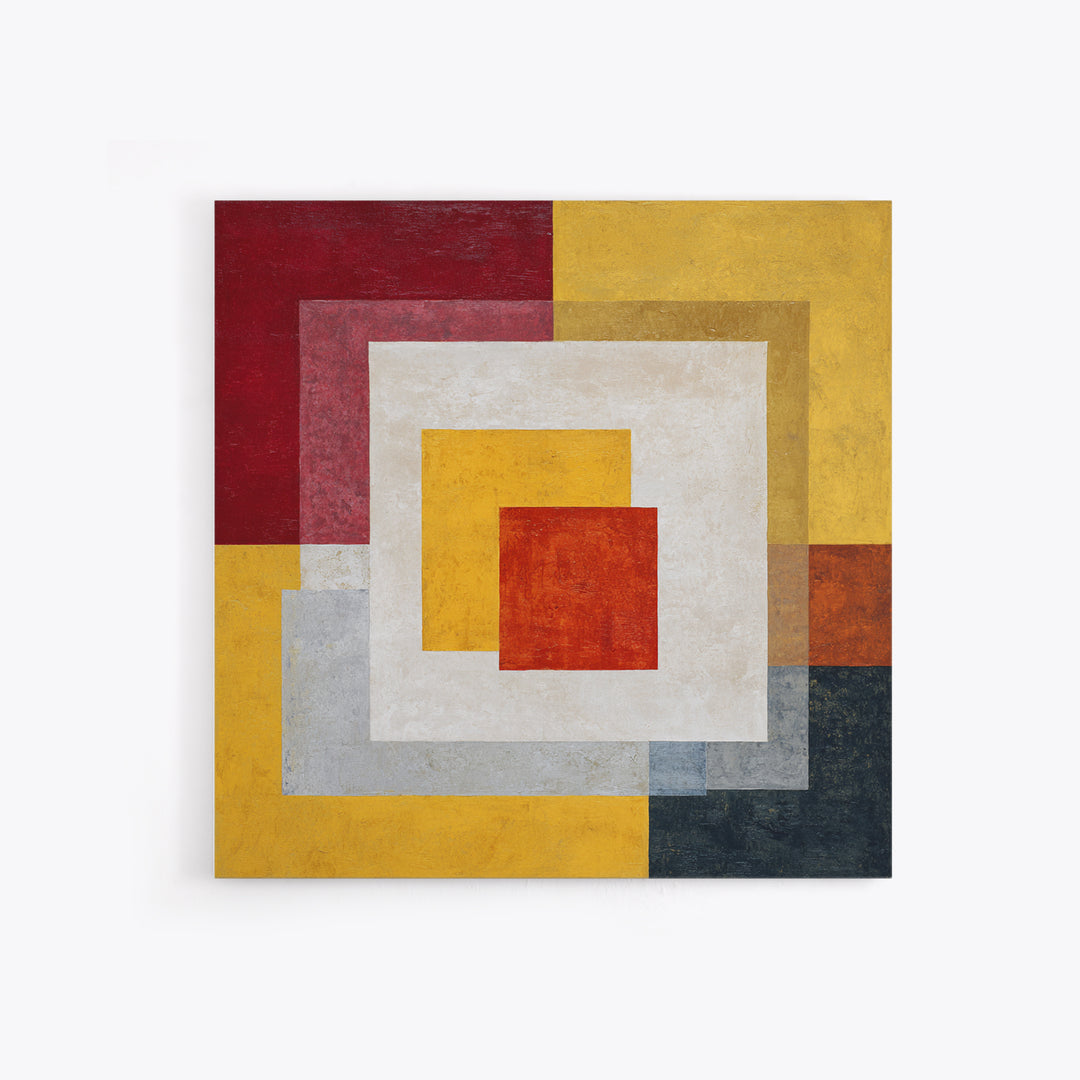 One Red Square Balanced Canvas Print, Minimalist Art, Boho Decor, Living Room Decor, Oil Painting, Minimal, Digital Prints, MIN-1x1-82