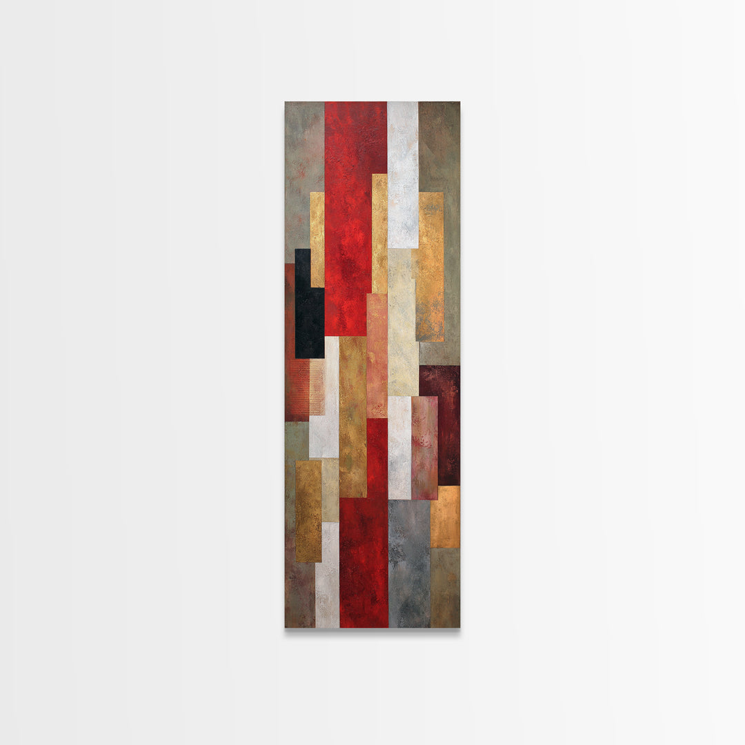 One Red Square Balanced Canvas Print, Minimalist Art, Abstract Painting, Living Room Decor, Fine Art, Minimal, MIN-1x3-22