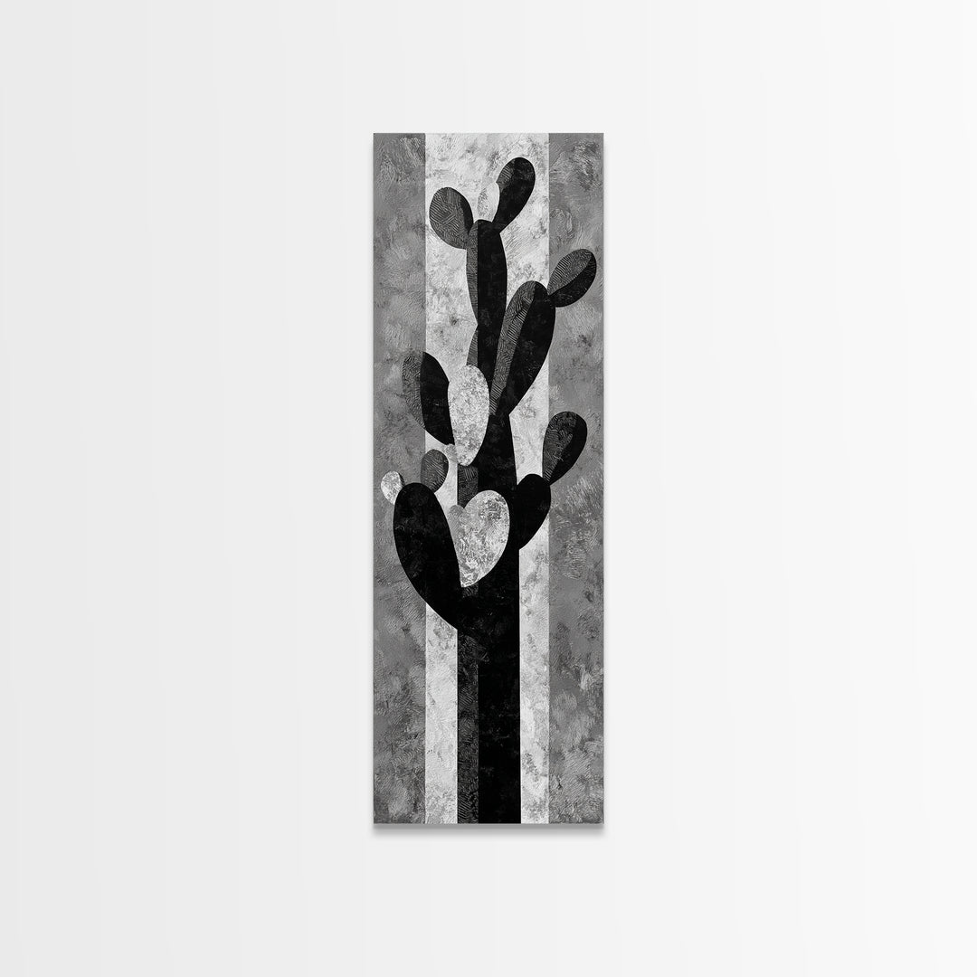 Black and White Cactus Silhouette Canvas Print, Minimalist Art, Minimalist, Living Room Decor, Fine Art, Minimal, Black Art, MIN-1x3-32