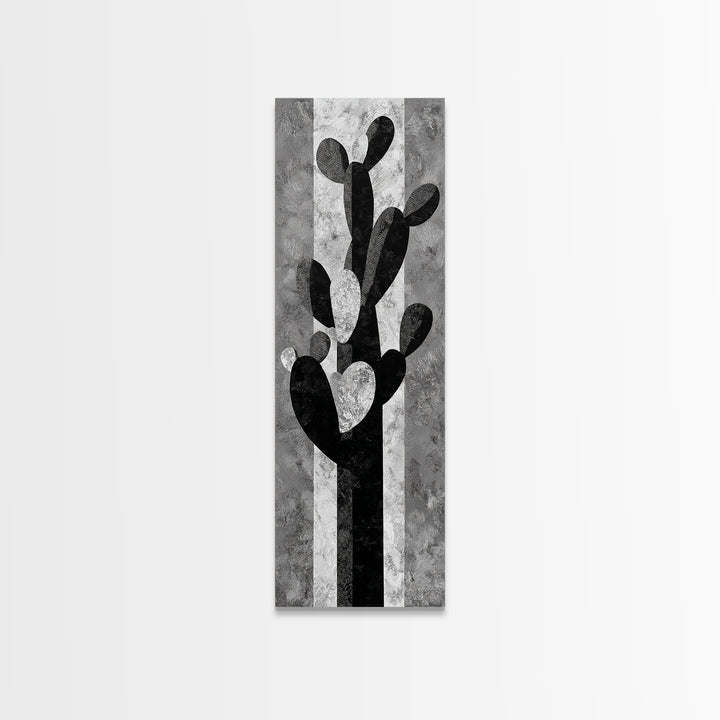 Black and White Cactus Silhouette Canvas Print, Minimalist Art, Minimalist, Living Room Decor, Fine Art, Minimal, Black Art, MIN-1x3-32