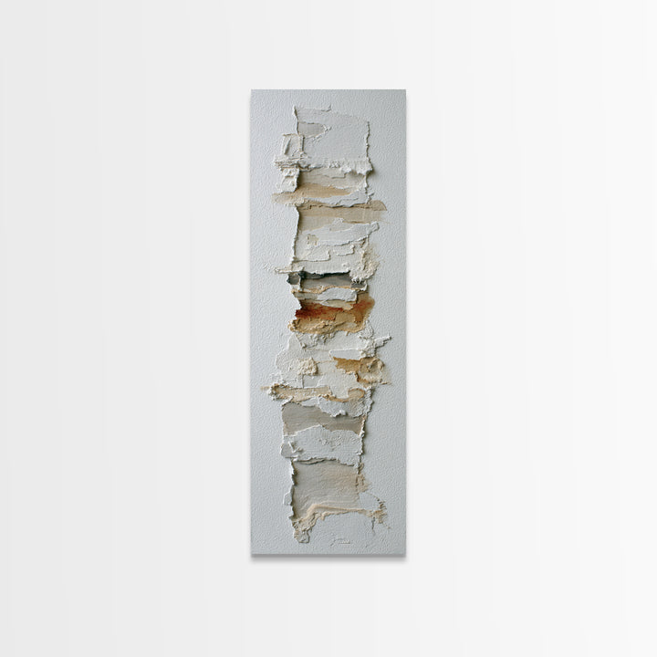 White on White Plaster Texture Study Framed Canvas Print, Minimalist Art, Minimalist Decor, Living Room Decor, Minimal, MIN-1x3-4
