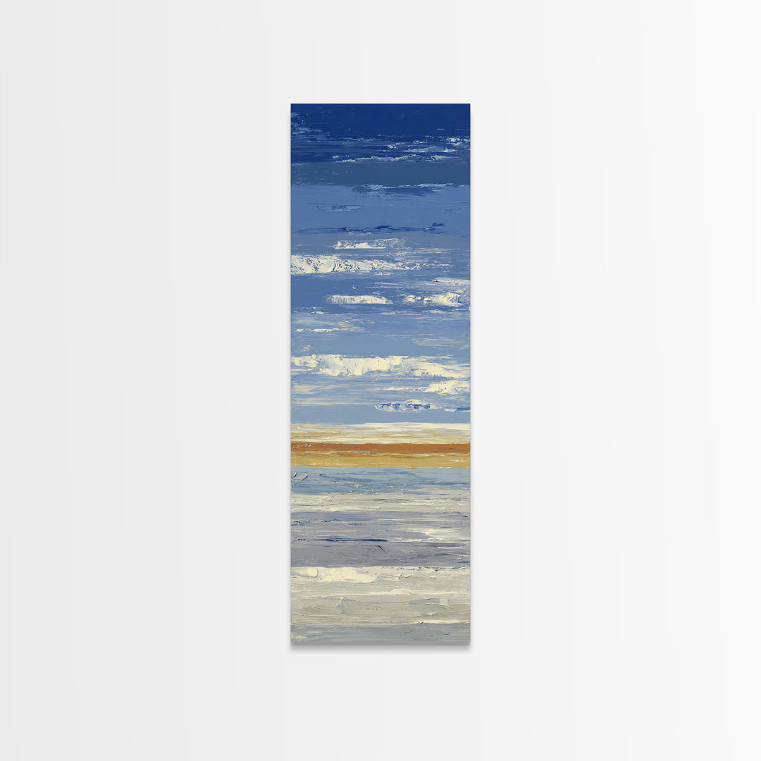 Simple Blue Horizon Canvas Print, Minimalist Art, Neutral Decor, Living Room Decor, Oil Painting, Minimal, Home Decor, MIN-1x3-42