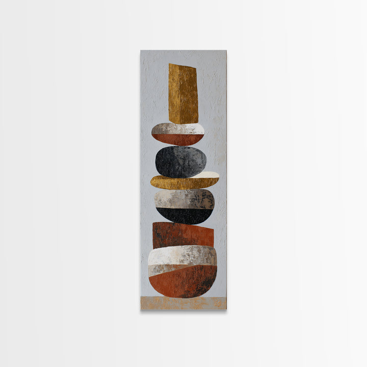 Quiet Stone Stack Framed Canvas Print, Minimalist Art, Printable Art, Living Room Decor, Abstract Art, Minimal, Neutral Decor, MIN-1x3-47